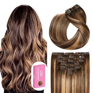 HUMAN HAIR Remy Double Weft Ombre Balayage Chocolate Brown to Caramel Blonde